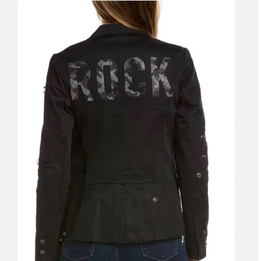 Zadig & Voltaire Black virginia 'ROCK' strass rhinestone Utility Jacket
